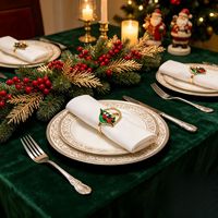 Weihnachtlicher Serviettenring mit Grünem Stechpalmen- und Öltropfen-Design für Hotel- und Bankett-Weihnachtstischdekoration