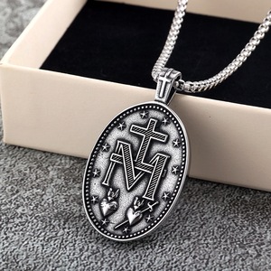 yunnique Stainless Steel Unisex Pendant Necklace Virgin Mary <b>Cross</b> Design Gift Jewelry - Product Image 3