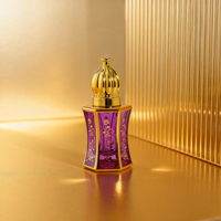 Flacon de luxe arabe de 8 ml en verre hexagonal mat électroplaqué pour huile essentielle, avec bouchon à vis, idéal pour l'attar.