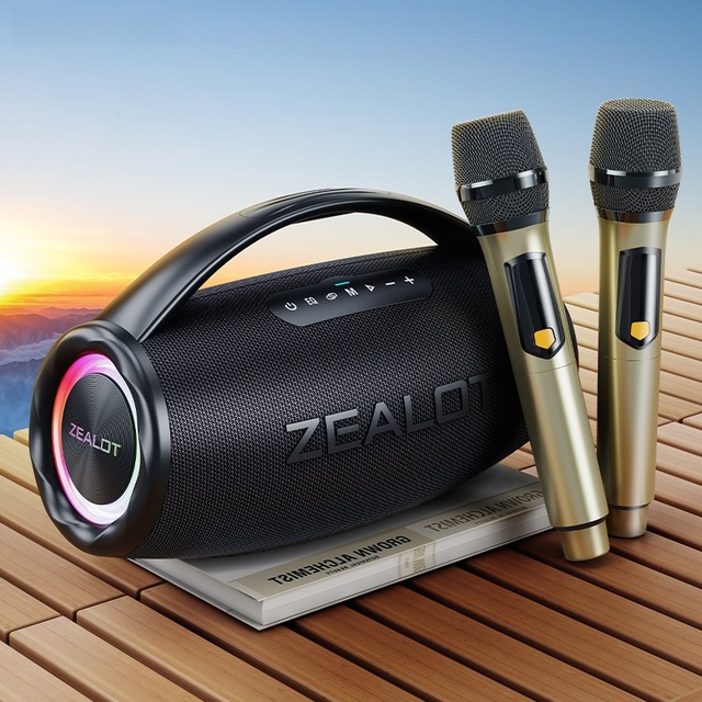 Zealot S97M With 2 Microphones 80W High-Power Portable Speaker Rechargeable Battery  RGB LED Outdoor Lighting Waterproof Speaker