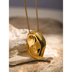 Yeni varış moda takı uzun altın damlacık Oval kolye kolye Metal parlak basit kazak zincir kolye kolye - Product Image 2