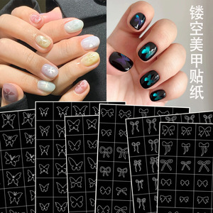 378 nueva llegada 3D autoadhesivo mariposa calcomanías para uñas plantilla de diseño de lazo <span class=keywords><strong>plantillas</strong></span> para aerógrafo de uñas pegatinas para decoración de uñas - Product Image 1