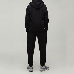 Ensemble de survêtement deux pièces pour homme, noir, basique, uni, avec sweat à capuche zippé et pantalon de jogging - Product Image 2