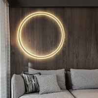 Lámpara de mesita de noche de lujo nórdica, anillo de fondo para sala de estar, luces led de pared, iluminación decorativa para el hogar