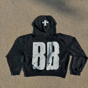 ヴィンテージジッパーアップアシッドウォッシュフーディスウェットパンツセット メンズ パッチ刺繍 ダメージ加工 ストリートウェア オーバーサイズ ブラック ツーピース ODM - Product Image 2