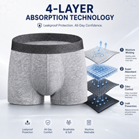 Sous-vêtements d'incontinence personnalisés avec logo, 300 ml, séchage rapide, 5 couches, contrôle des odeurs, lavables, boxers, caleçons d'incontinence
