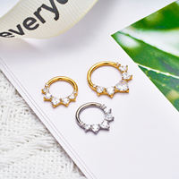 JIAXIN Anneau de nez clicker en titane ASTM F136, cerceau de septum articulé, pavé de zircone cubique, bijoux de piercing corporel pour cartilage d'oreille, tragus, hélix, lobe