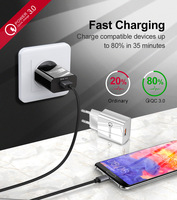 Adaptateur secteur universel 3A QC3.0 Chargeur rapide pour téléphone portable 3.0 Super chargeur rapide Prise rapide Chargeur USB mobile pour US EU UK