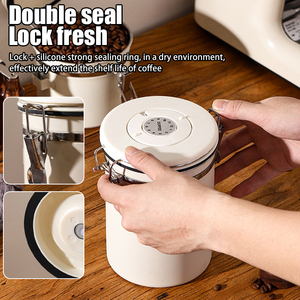 Conteneur de stockage de café en acier inoxydable 304, boîte <span class=keywords><strong>hermétique</strong></span> sous vide avec couvercle et cuillère pour grains, thé, sucre, cuisine - Product Image 3