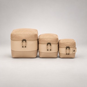 Lot de 3 cubes de rangement minimalistes multifonctionnels en nylon avec dessus en maille et double fermeture éclair, empilables, faible MOQ, vente en gros, fabriqués à Taïwan - Product Image 1