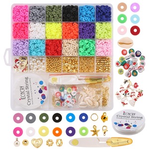 Perles en argile multicolores plates et rondes, perles d'espacement en polymère, perles en céramique souple, kit de fabrication de bijoux DIY pour enfants - Product Image 1