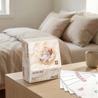 Mouchoirs en coton imprimés motif chaton de dessin animé, paquet souple, pour l'hygiène domestique