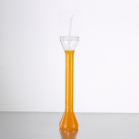 Gobelets en plastique de 24 oz pour boissons de fête, longs, avec couvercle et paille, pour slush et autres boissons