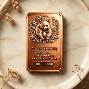 Hot Sale 1 Kg Embossed Panda 99.9% Pure <b>Copper</b> Bullion Bar For Collection & Souvenir - Product Image 2
