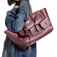 Sac à bandoulière grande capacité Explosions Premium Sense en PU, couleur unie, style luxe léger, sac fourre-tout tendance pour femme, design minimaliste