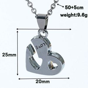 Collier en acier inoxydable pour couple, vente en gros 2021, pendentif en forme de cœur pour homme et femme, cadeau pour la Saint-Valentin - Product Image 5