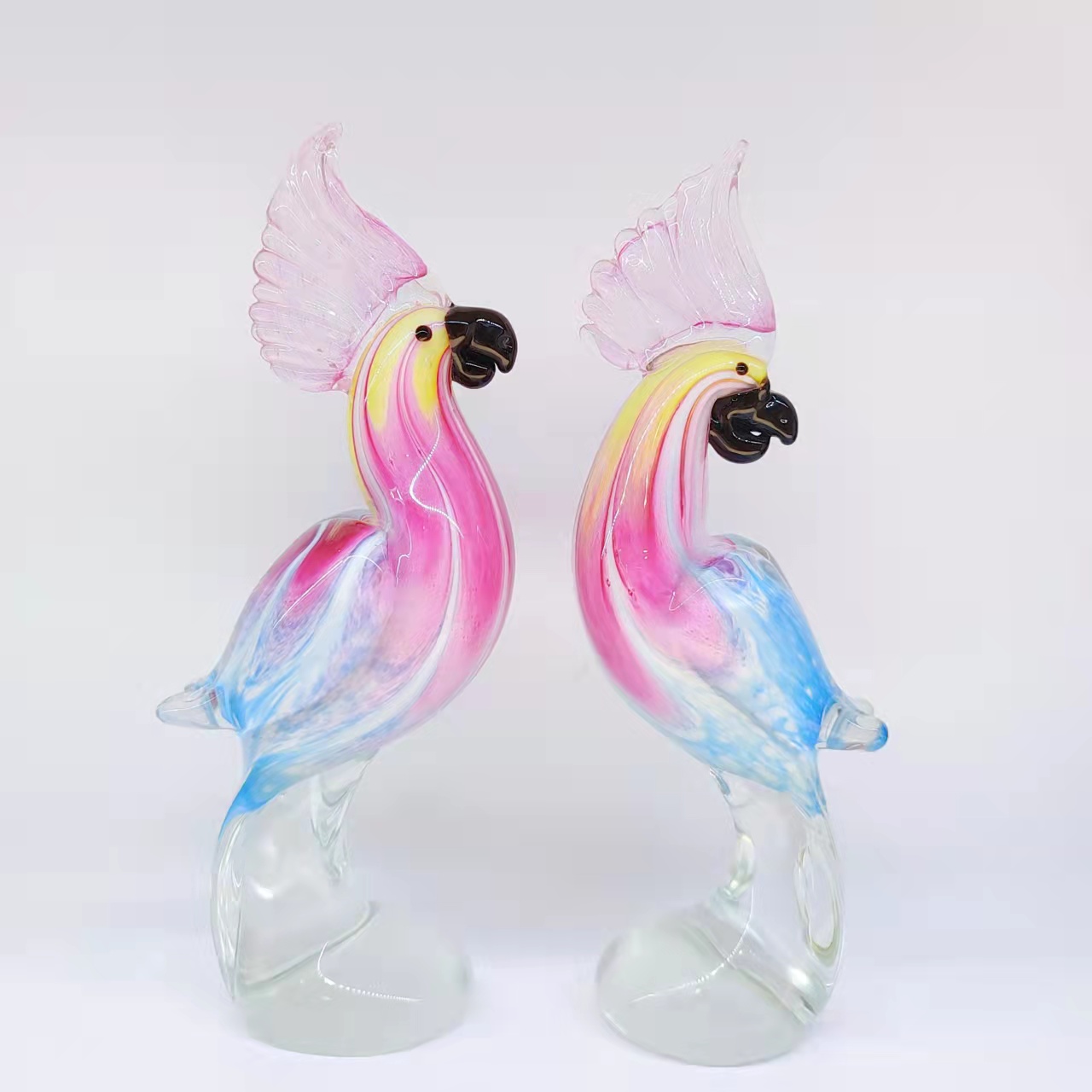 Ручной выдувной стеклянный попугай фигурка животного из хрустального искусства украшение для дома стеклянная птица нежное настольное украшение