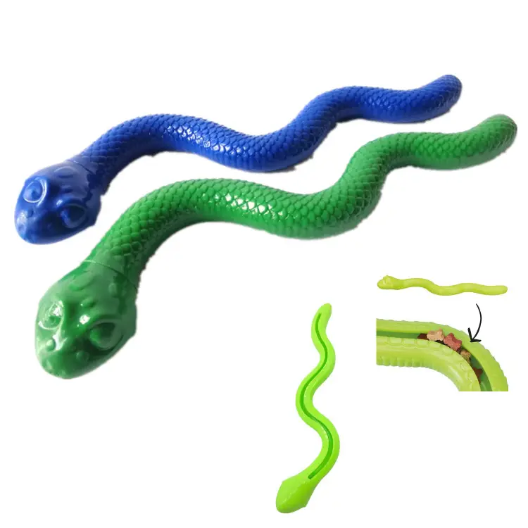 Desain unik multi fungsi hiding makanan teka-teki tpr hewan peliharaan interaktif produk mainan ular mengunyah melengking anjing jumlah besar