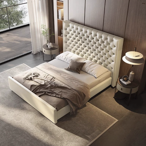 Lit King Size à cadre durable et confortable de style moderne Mobilier de chambre à coucher d'appartement d'hôtel - Product Image 5