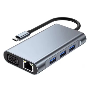 7 trong 1 Docking Station Type-C để PD HD-MI USB3.<span class=keywords><strong>0</strong></span> * <span class=keywords><strong>3</strong></span> SD TF Ethernet RJ45 4k HD-MI VGA <span class=keywords><strong>USB</strong></span> <span class=keywords><strong>HUB</strong></span> Adapter cho PC máy tính xách tay máy tính xách tay - Product Image 4