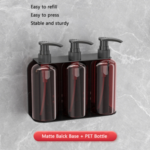 HF moderno nero opaco adesivo auto manuale Shampoo e balsamo <span class=keywords><strong>sapone</strong></span> <span class=keywords><strong>liquido</strong></span> <span class=keywords><strong>porta</strong></span> Dispenser <span class=keywords><strong>per</strong></span> il <span class=keywords><strong>bagno</strong></span> - Product Image 3