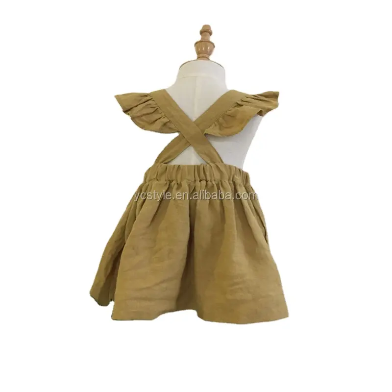 Good quality baby girl linen romper suit,harem style romper with ankle length leg and rolled hems made in linen fabric