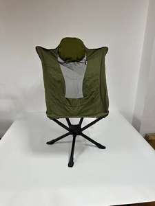 เก้าอี้ตั้งแคมป์พับได้สามขาแบบพกพาสีดำพร้อมพนักพิงศีรษะและแผงตาข่าย - Product Image 4