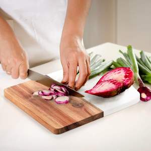 Fromage Planche à découper rectangulaire en marbre de culture et bois d'acacia avec poignée - Product Image 5