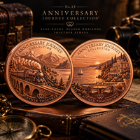 Pièce commémorative personnalisée en cuivre pur .999 de 5 oz, gaufrée en 3D, artisanat métallique, souvenir de voyage pour couple, cadeau.
