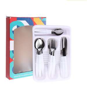 <span class=keywords><strong>Juego</strong></span> <span class=keywords><strong>de</strong></span> Cuchillos, Tenedores y Cucharas <span class=keywords><strong>de</strong></span> Acero Inoxidable <span class=keywords><strong>de</strong></span> 25 Piezas con Mangos Curvos para Carne y Postres, Gran Venta en Sudamérica, Brasil - Product Image 6