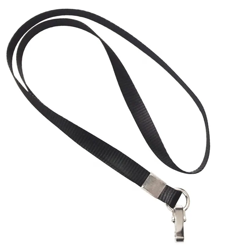 HB black lanyard with clip blank Polyester Sublimation Printing Logo Neck Key Chain Nylon Lanyard Card Holder Hook Lanyards