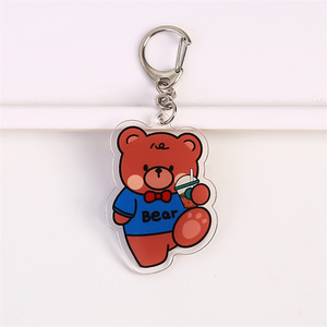 NASNAK Spot Wholesale Acrylic Double-Sided Transparent Ins Soft Cute Cartoon Bear UV Printed Key Chain Decorative - Product Image 4
