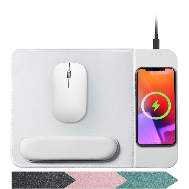 Custom Wireless Charging Computer Mouse Pad With Detachable Wrist Support Fast Wireless Phone Charger Mouse Mat