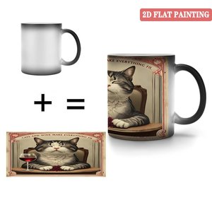 Mug en céramique noire givrée 11oz, changeant de couleur à la chaleur, vierge pour sublimation, pour design personnalisé - Product Image 4