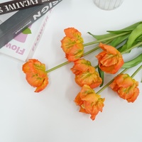 Bouquet de tulipes artificielles en caoutchouc souple de haute qualité, toucher réel, 54 cm, fleurs de tulipes roses artificielles pour la décoration de la maison et des mariages