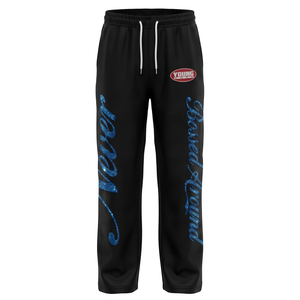 Sweatpants à capuche pour homme personnalisés, noirs, 100% coton, coupe classique, décontractés, pour l'hiver - Product Image 1