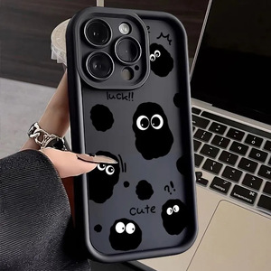 Xu Hướng Thiết Kế May Mắn Nhỏ Màu Đen Than Điện Thoại Trường Hợp Đối Với <span class=keywords><strong>iPhone</strong></span> 15 Pro Max 14 13 12 11 XS XR Kẹo Frosted Chống Sốc Bìa - Product Image 2