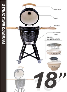 <span class=keywords><strong>Barbecue</strong></span> Kamado en céramique Auplex Brasero 18 pouces pour camping et extérieur - Product Image 5