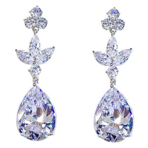 Orecchini Pendenti a Goccia Grande Argento con Pietre Scintillanti per Donna, Gioielli alla Moda per Feste e Uso Quotidiano - Product Image 4