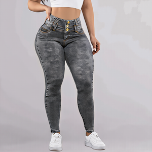 <span class=keywords><strong>Jeans</strong></span> Skinny Elasticizzati da Donna, <span class=keywords><strong>Jeans</strong></span> Personalizzati, Pantaloni in Denim Modello <span class=keywords><strong>Mom</strong></span>, <span class=keywords><strong>Jeans</strong></span> Colombiani Taglie Forti, Vita Alta, <span class=keywords><strong>Slim</strong></span>, Tinta Unita - Product Image 4