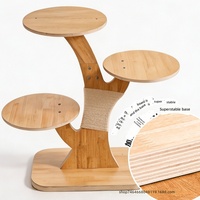 Arbre à chat et lit pour chat, griffoir en bois massif, panneau multicouche, style épuré, gain de place, durable, sans peluches, pour petits chats