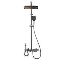 Robinet de douche à effet pluie de luxe à forte demande, 4 fonctions, avec clavier piano, éclairage LED, affichage numérique et massage doux, pour hôtel