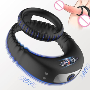 Hoge Kwaliteit Siliconen Sterke Dubbele Haan Ringen Vibrerende Mannelijke Penis Bondage Ring Duurzame Training Volwassen Seksproduct - Product Image 1