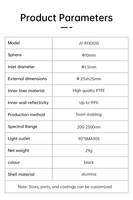 JY-FFIOS10 10mm Transmittance Integrating Sphere 99% PTFE 200-2500nm SMA905 Port for Solid Powder Haze Laser Power Measurement