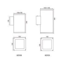 Aplique de pared decorativo de aluminio, luz de pared LED para interiores y exteriores, forma cuadrada hacia arriba y hacia abajo, resistente al agua para dormitorio