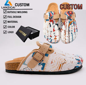 Mules et sabots personnalisables pour hommes à motifs ethniques, brodés, avec semelle en liège, pantoufles décontractées pour le quotidien, baskets personnalisées avec logo - Product Image 1