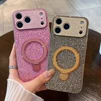 Coques magnétiques entièrement ornées de diamants pour iPhone 17 Pro Max, étui scintillant et orné de pierres pour iPhone 16 Pro Max, 15 Pro, 14 Pro, 13
