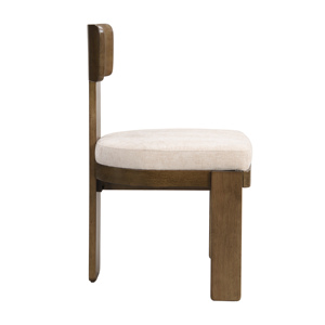 Ensemble de 2 chaises de salle à manger rembourrées pour appartement moderne, chaises latérales en tissu avec assise beige, pieds en bois massif brun clair - Product Image 6
