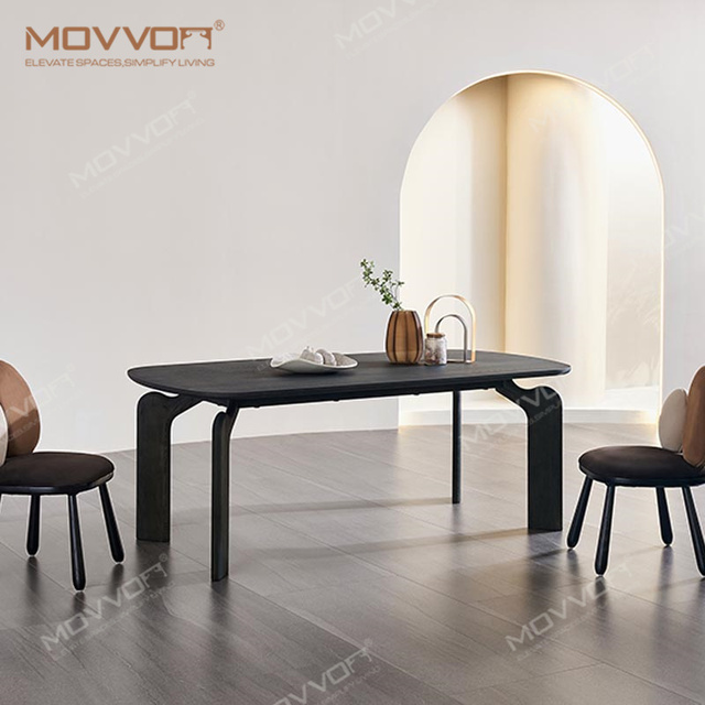 Best Selling Simple Vintage Solid Wood Rectangular Dining Table Set Modern Matte Table