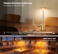 Lampes de Table Sans Fil Intensité Variable, Alimentation par Batterie, pour Restaurant/Chambre/Maison/Extérieur (Or)